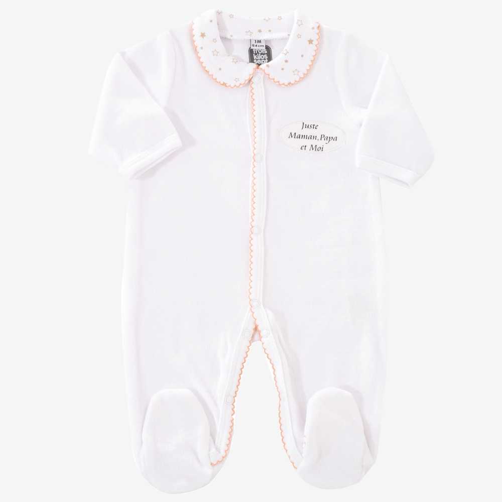 Pijama "Juste Maman, Papa et Moi" rosa gola claudine estrelas