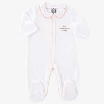 Pijama "Juste Maman, Papa et Moi" rosa gola claudine estrelas