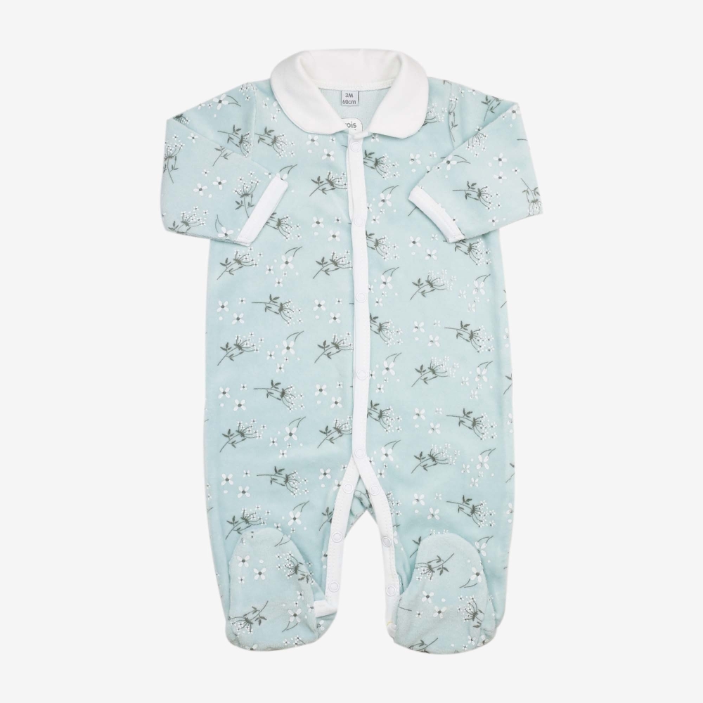 Sky blue sleepsuit with Peter Pan collar Sky blue sleepsuit with Peter Pan collar