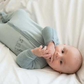 Bebé com pijama de animais bordados