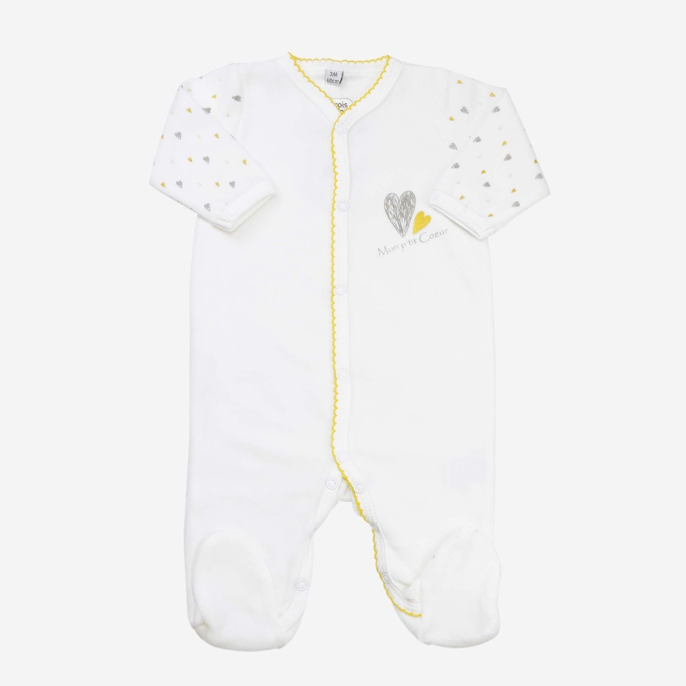 Pijama de bebé blanco u00ABmi pequeño corazónu00BB
