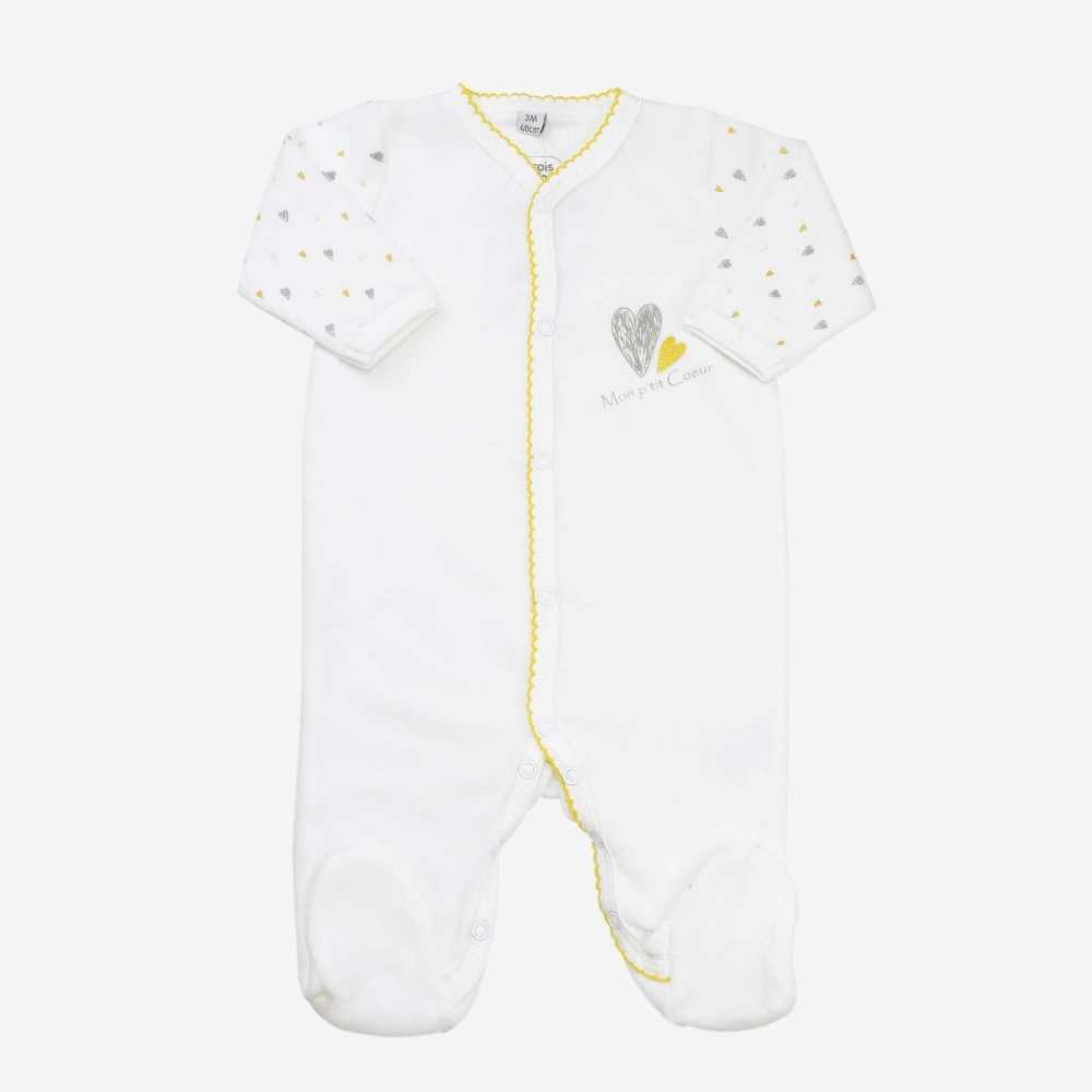 Pijama branco para bebé "meu pequeno coração"