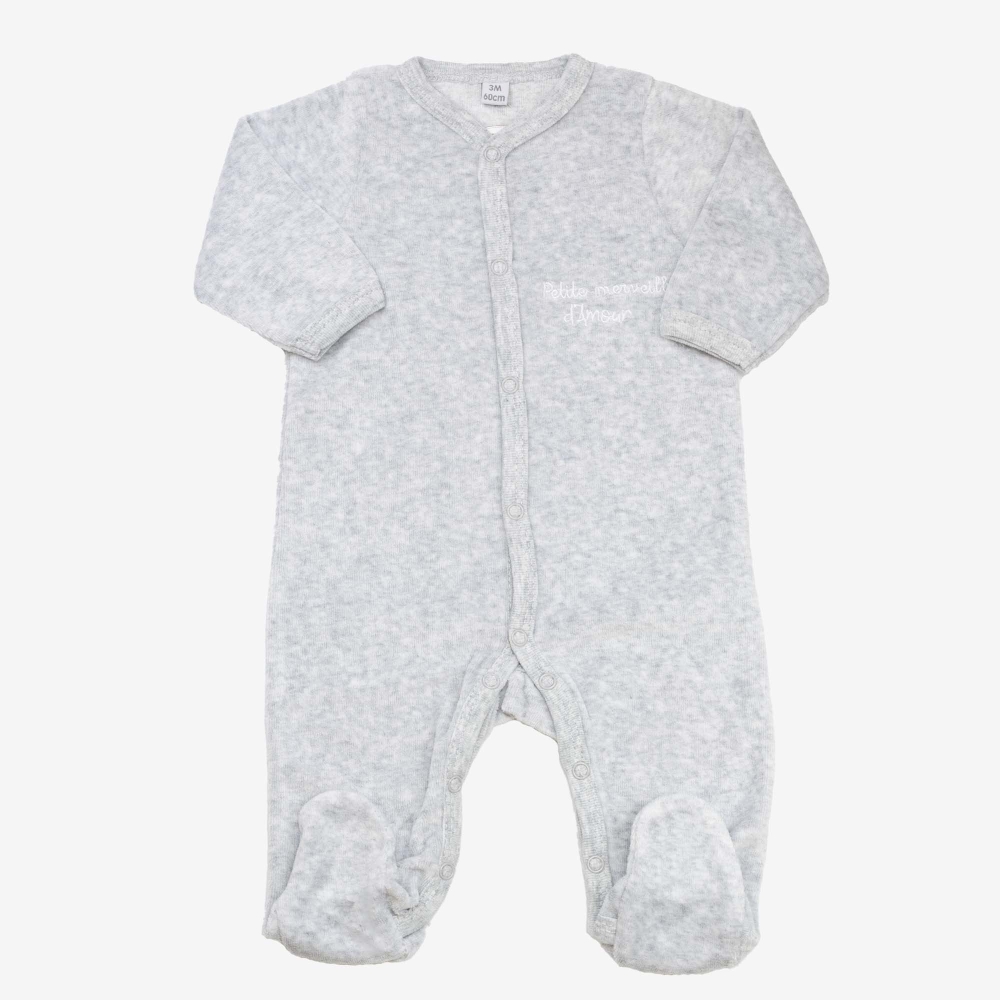 Pelele de bebé gris jaspeado