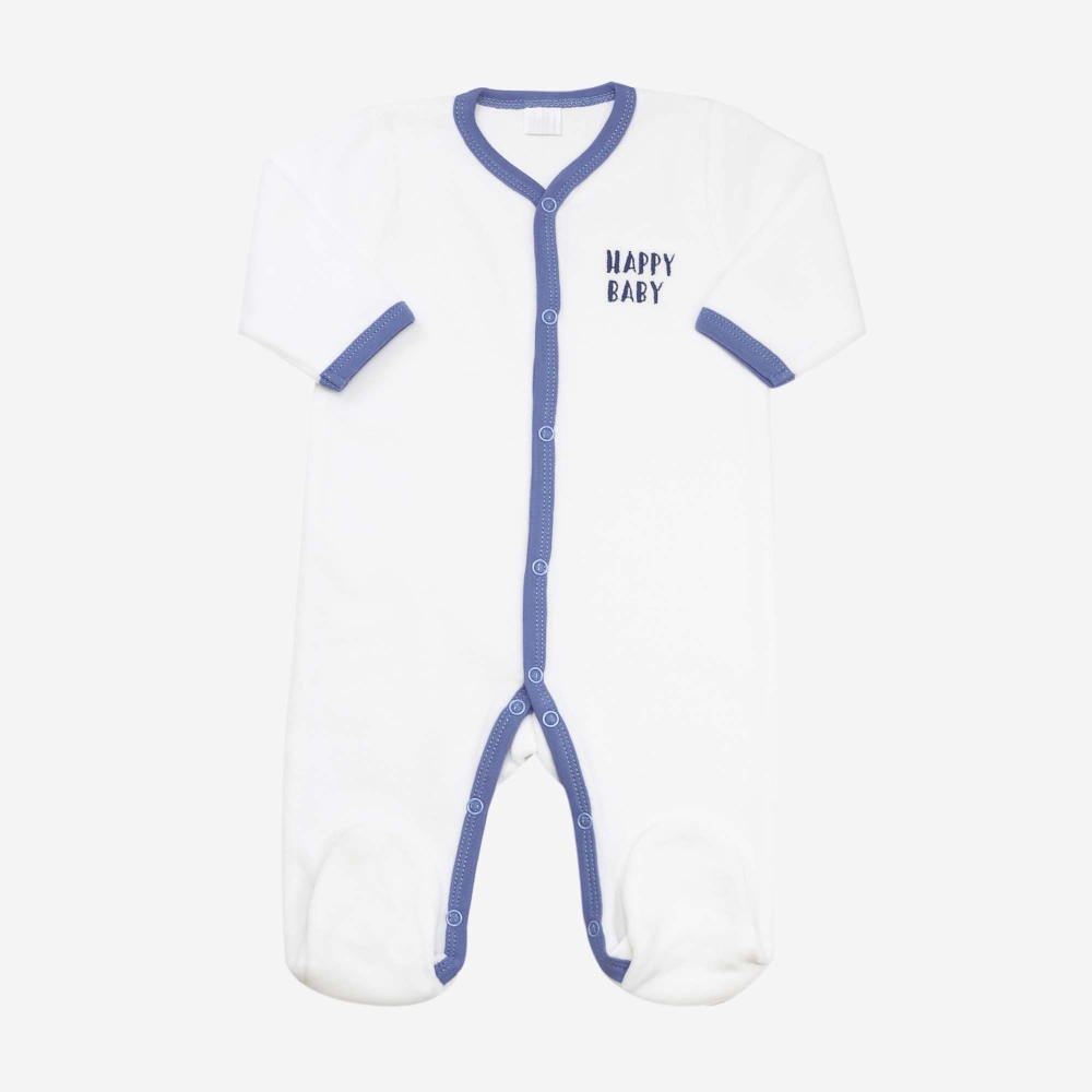 Pyjama bébé blanc et bleu "happy baby" Pyjama bébé blanc et bleu "happy baby"