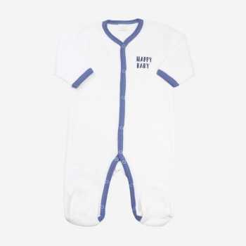 Pijama de bebé branco e azul "bebé feliz"