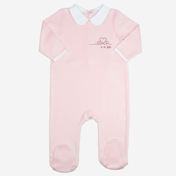 Dors bien en velours rose poudré