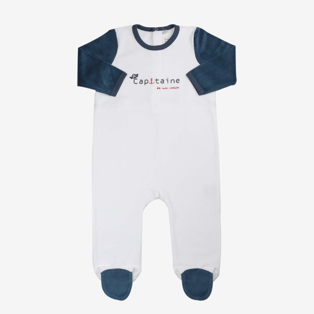 Pyjama bébé capitaine blanc et bleu Pyjama bébé capitaine blanc et bleu