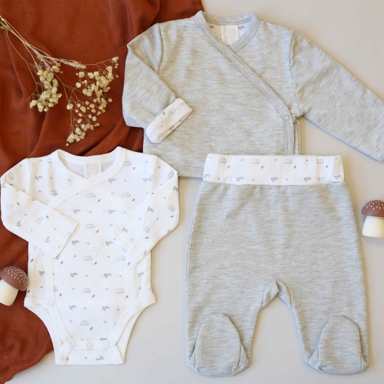 Kit nascita 3 pezzi - Grigio melange