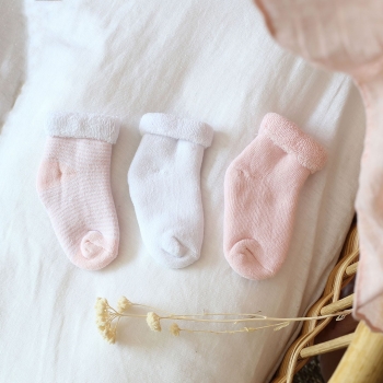 Lot de 3 paires de chaussettes maille bouclette - Rose