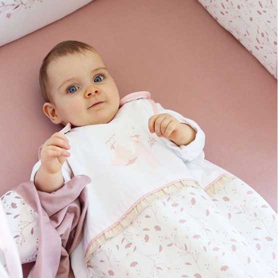Saco de dormir 90 cm em fundo branco estampado Floral - Rose & Lili