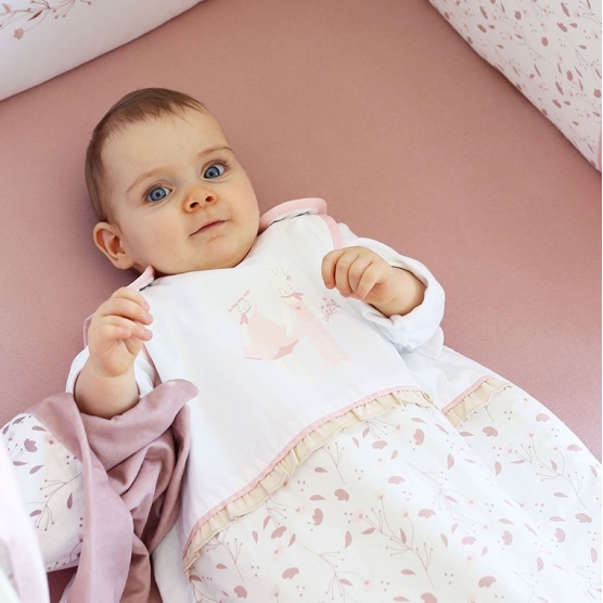 90 cm sleeping bag on white background with Floral - Rose & Lili print
