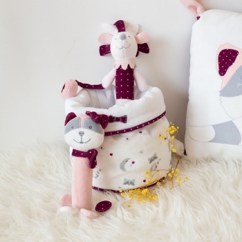 Set of baby musical sticks in their basket