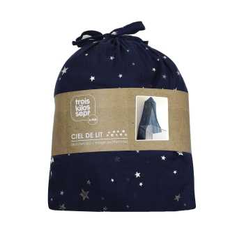 Dossel de cama azul-marinho com estrelas prateadas Trois Kilos Sept - 3
