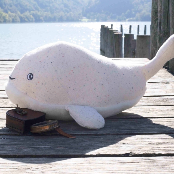 beige melange whale plush toy 40 cm