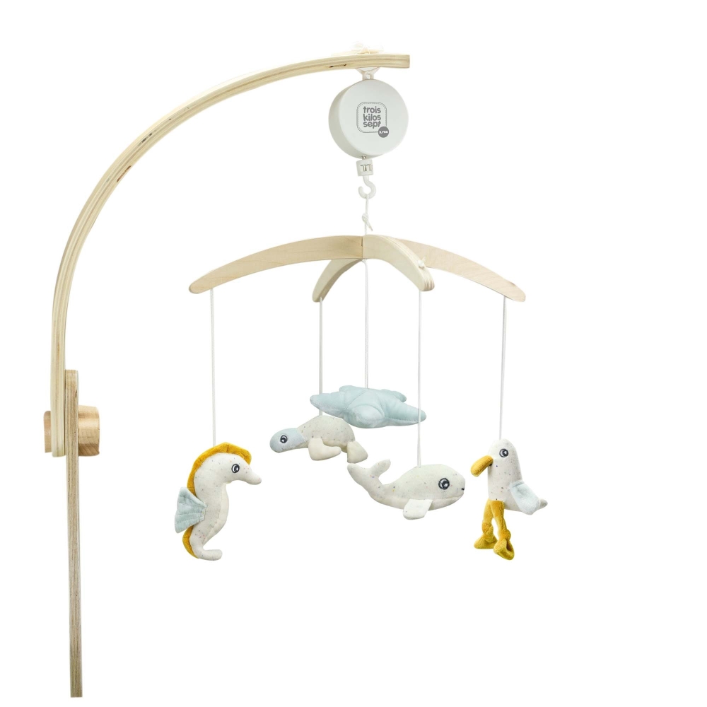 Towwoo Mobile Bébé Bois, Mobile Musical Lit Bébé, Carillon de Vent Suspendu  Mobile, Mobile en Bois pour Bébé avec Boules en Feutre et Nuages,  Décoration de Chambre de Bébé pour Garçons et