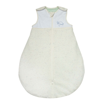 flecked sleeping bag with turtle embroidery on top