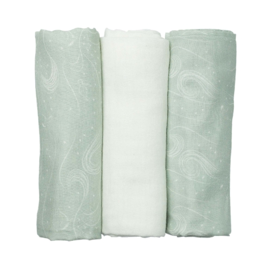 Set of 3 nappies 70x70cm - Oeko-tex - water green Trois Kilos Sept - 1
