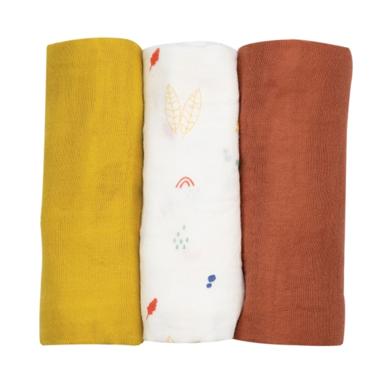 Lot de 3 langes 70x70 cm coloris tendance - Cache-cache en forêt