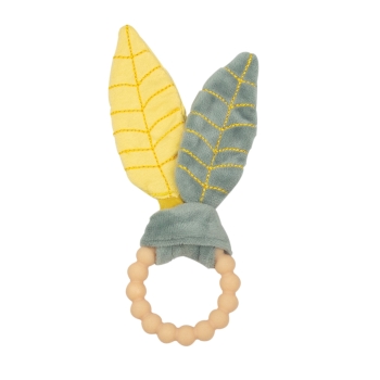 Teething rattle with soft little leaves from the Hide-and-seek in the forest collection