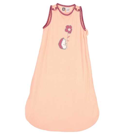 saco de dormir de verão para bebé menina rosa salmão e beringela com ouriço sobre fundo branco