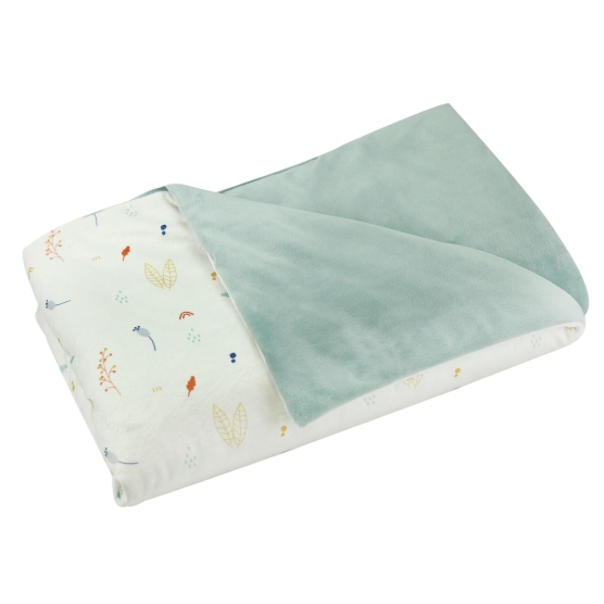 coperta in velluto salvia e l'altro lato con motivi