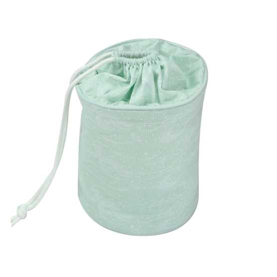 fotografia do produto cesto de arrumação portátil verde-leite com motivos oceânicos