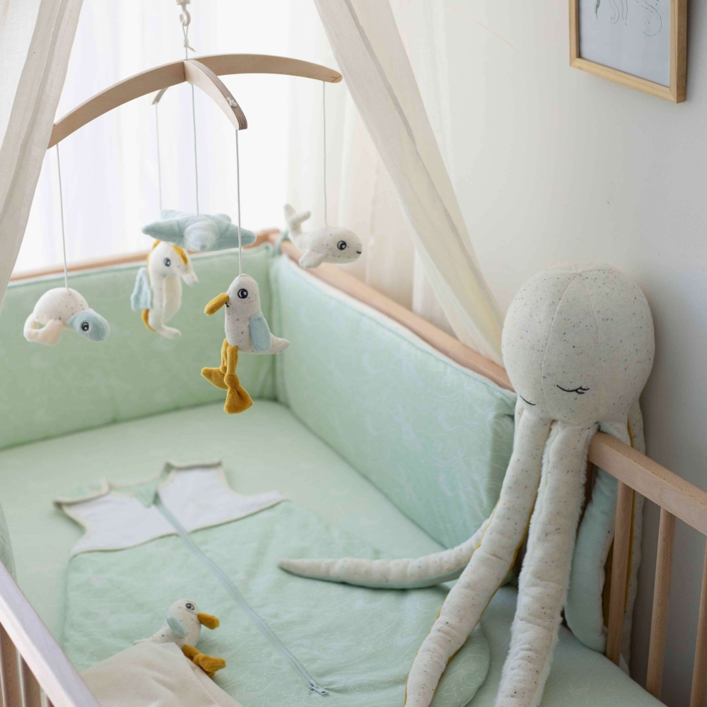 Baby fitted sheet - Water green with ocean patterns Trois Kilos Sept - 2 Baby fitted sheet - Water green with ocean patterns Trois Kilos Sept - 2