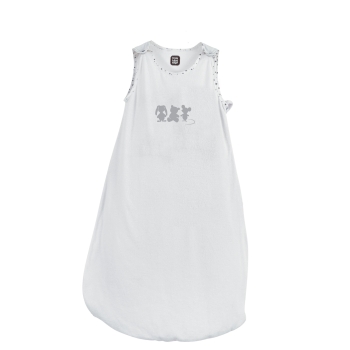 White and grey terry sleeping bag 90 cm on white background - Martine and friends