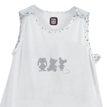 zoom sur la gigoteuse bébé 6 18 mis été blanche de la collection Martin et ses copains