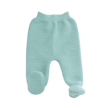 pantaloni da neonato in maglia verde salvia foto prodotto frontale