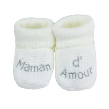 sapatinhos de bebé mãe de amor brancos