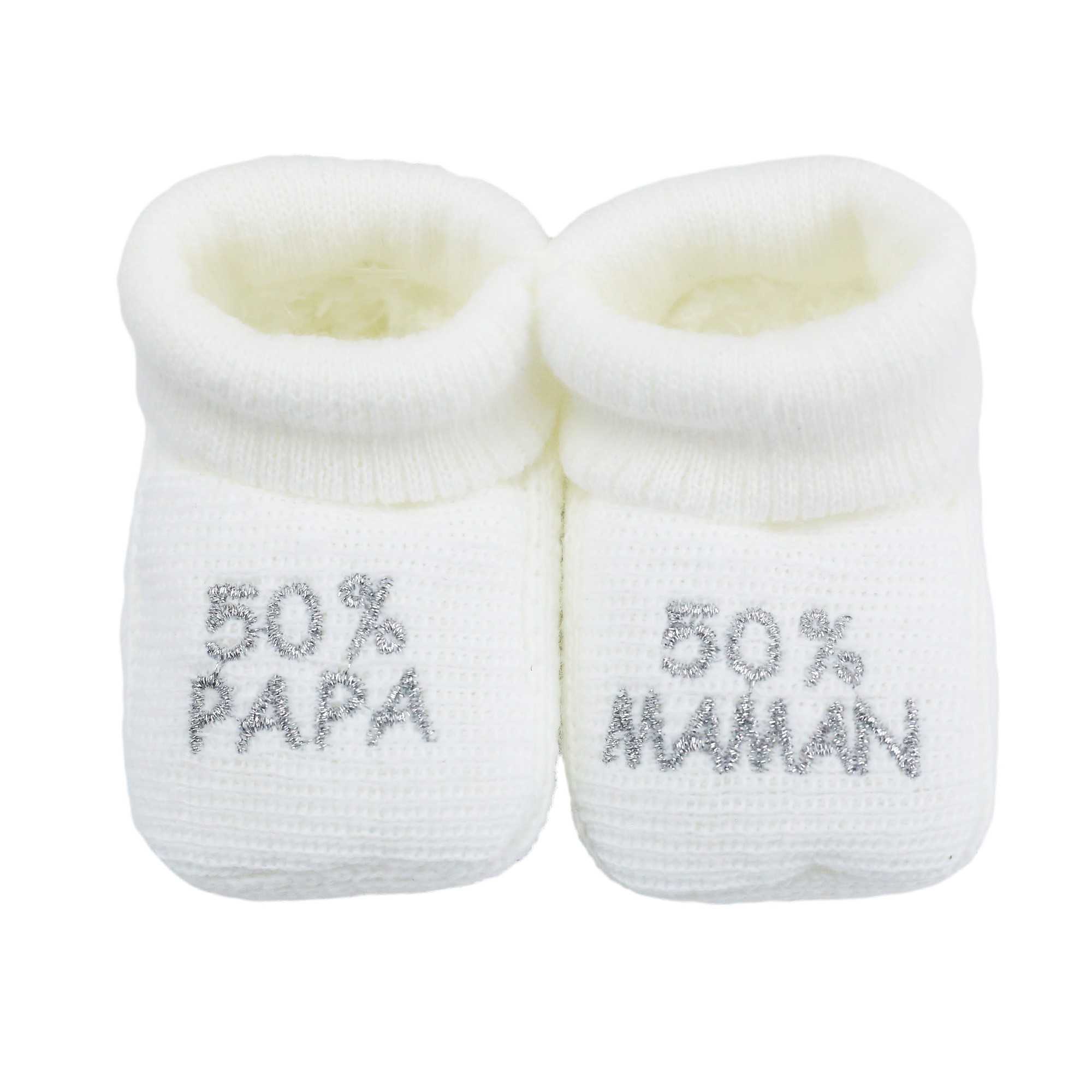 Trois Kilos Sept - Chaussons naissance - message : 50% maman 50% papa