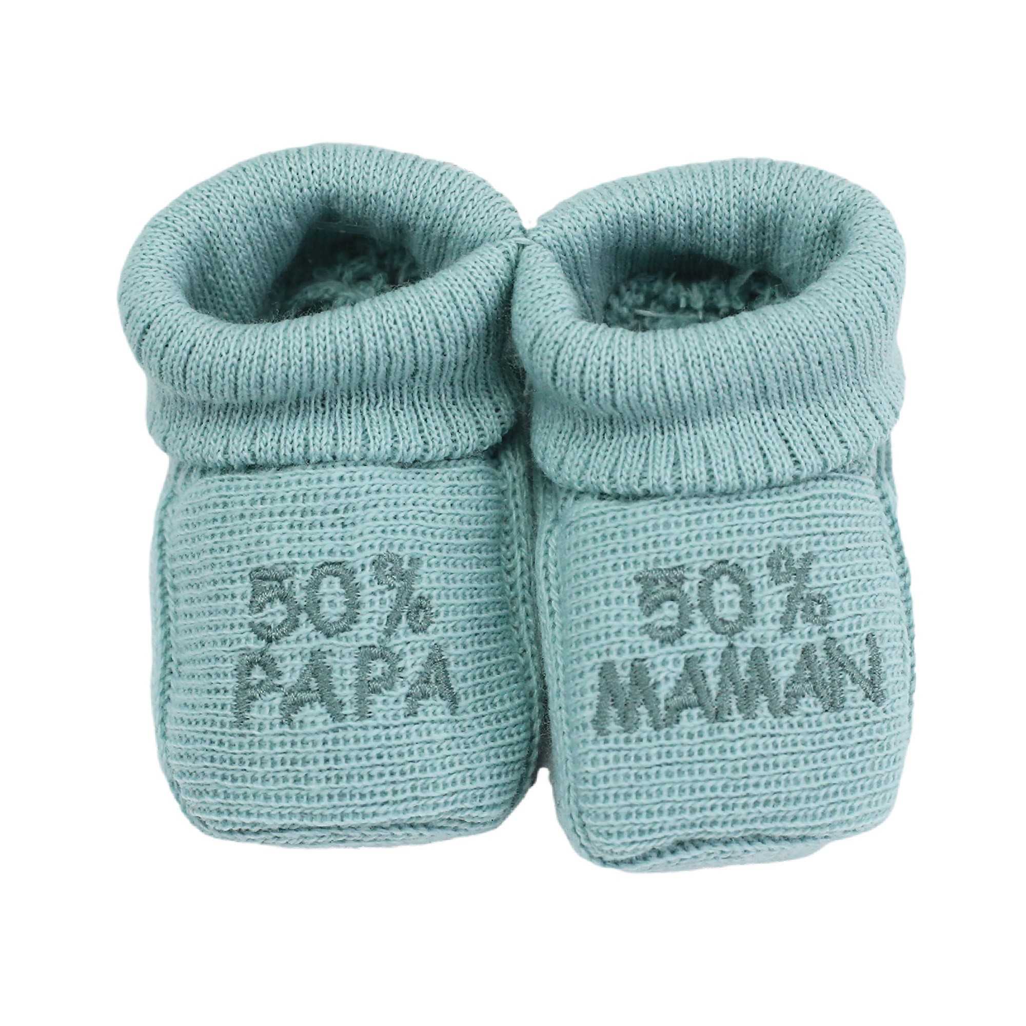 Trois Kilos Sept - Chaussons naissance - message : 50% maman 50% papa