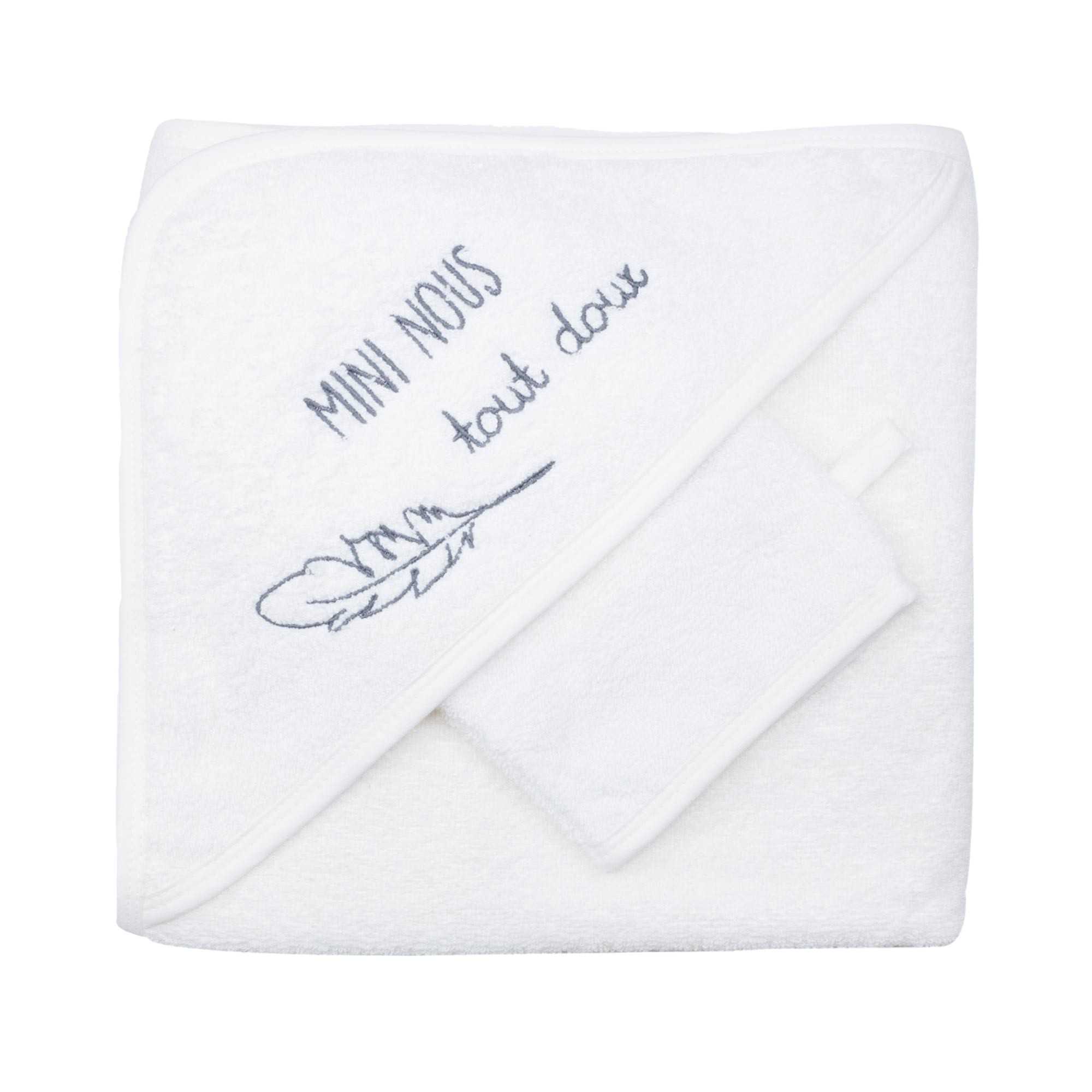 Trois Kilos Sept - Cape de bain + gant Mini nous tout doux (70 x 70 cm)