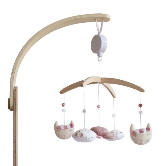 Mobile musicale con gattini e coniglietti della collezione rosa e Lili