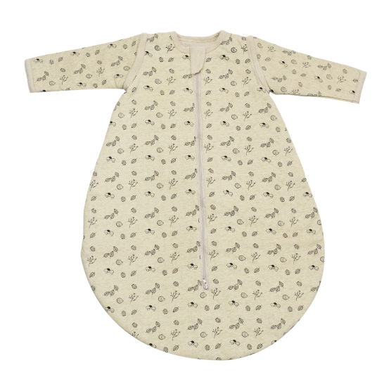 newborn sleeping bag in sand color with sleeves