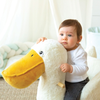 Baby auf seiner Wippe, Nahaufnahme Kopf