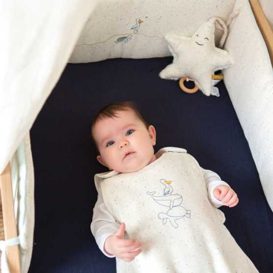 Saco-cama Au large de Nova em bege mesclado, bordado