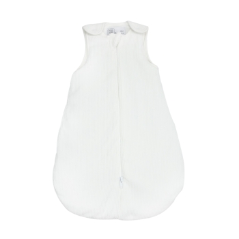 Front view of newborn sleeping bag, white corduroy