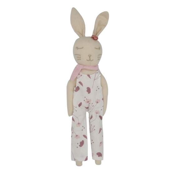 Lili the bunny in doll format with overalls