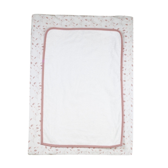 Wickelauflage mit abnehmbarem weißen und rosa Bezug