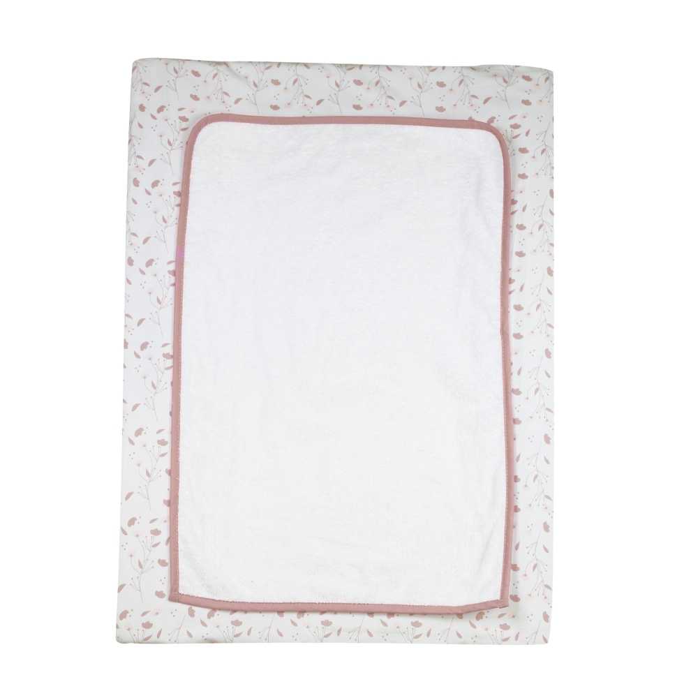 Matelas à Langer Imperméable Bébé 46x73 Cm - Bords Surélevés - Motif Fleuri Rose/Rouge/Bleu - PVC Facile à Nettoyer