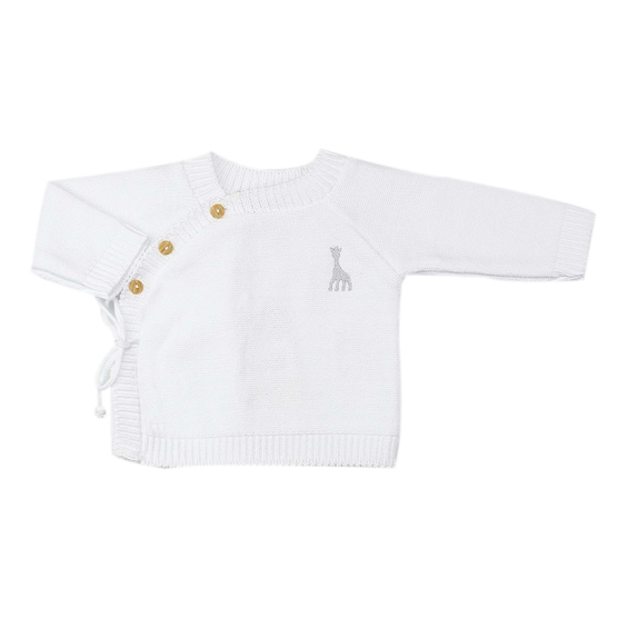 Maglietta 100% cotone ©Sophie la girafe bianca con bottone in legno