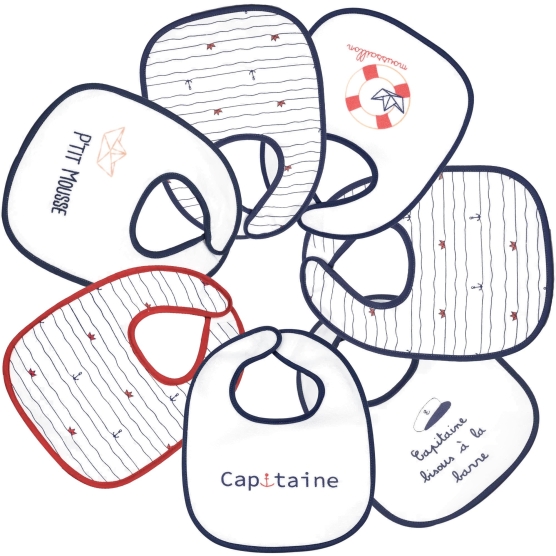 lote de 7 baberos capitaine bisous