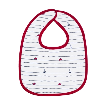 product photo of red patterned captain bib