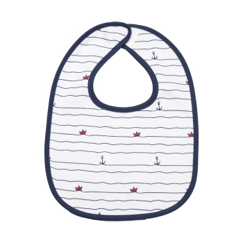 product photo navy blue patterned bib