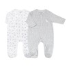 Lot de deux pyjama gris chiné et blanc avec des petits lapins Lot de deux pyjama gris chiné et blanc avec des petits lapins