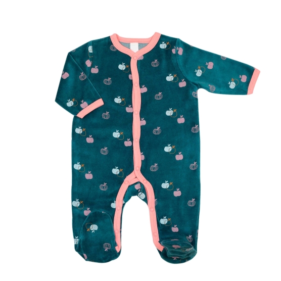 Pyjama en velours de face bleu et rose pour une petite fille