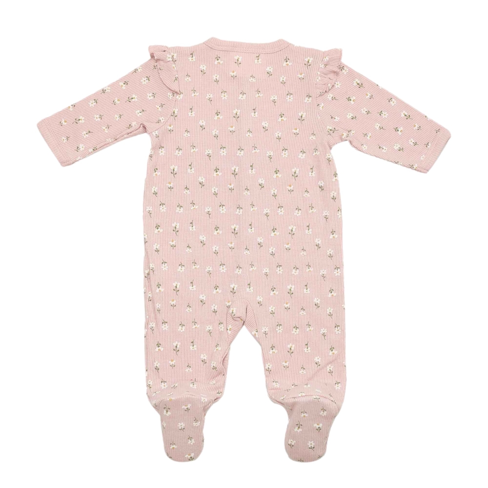 pijama de canalé rosa con flores y hombreras foto de espaldas