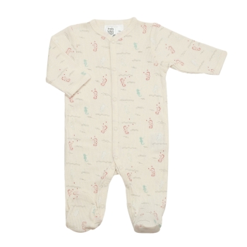 pyjama cotelé ecru à motifs océan photo face